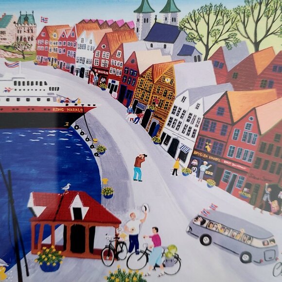 Bryggen in Bergen III framed print signed by artist Arvid Norendal. - Picture 3 of 8